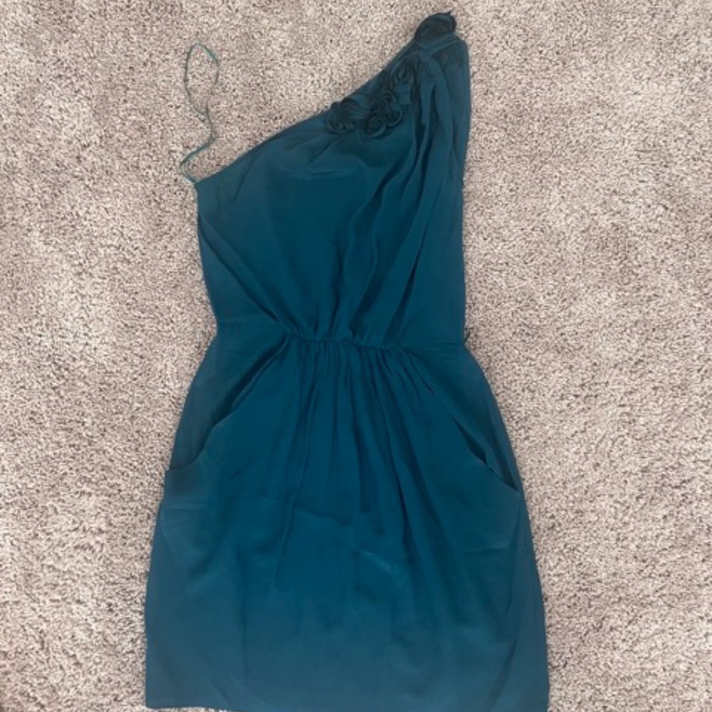 Rebecca Taylor Teal Rosette Tie Dress